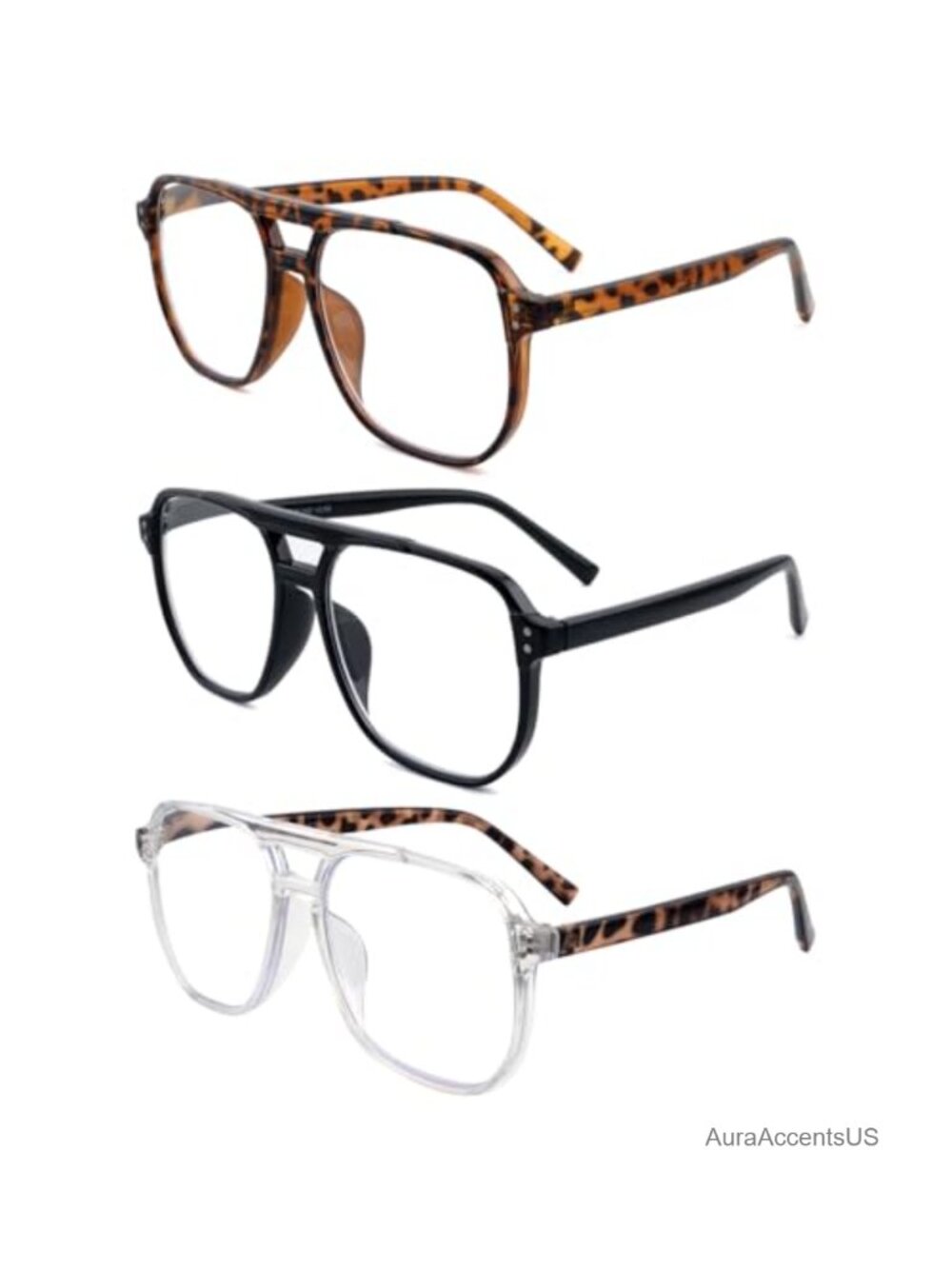 Oversized Aviator Reading Glasses Blue Light Blocking 3 Pack Unisex